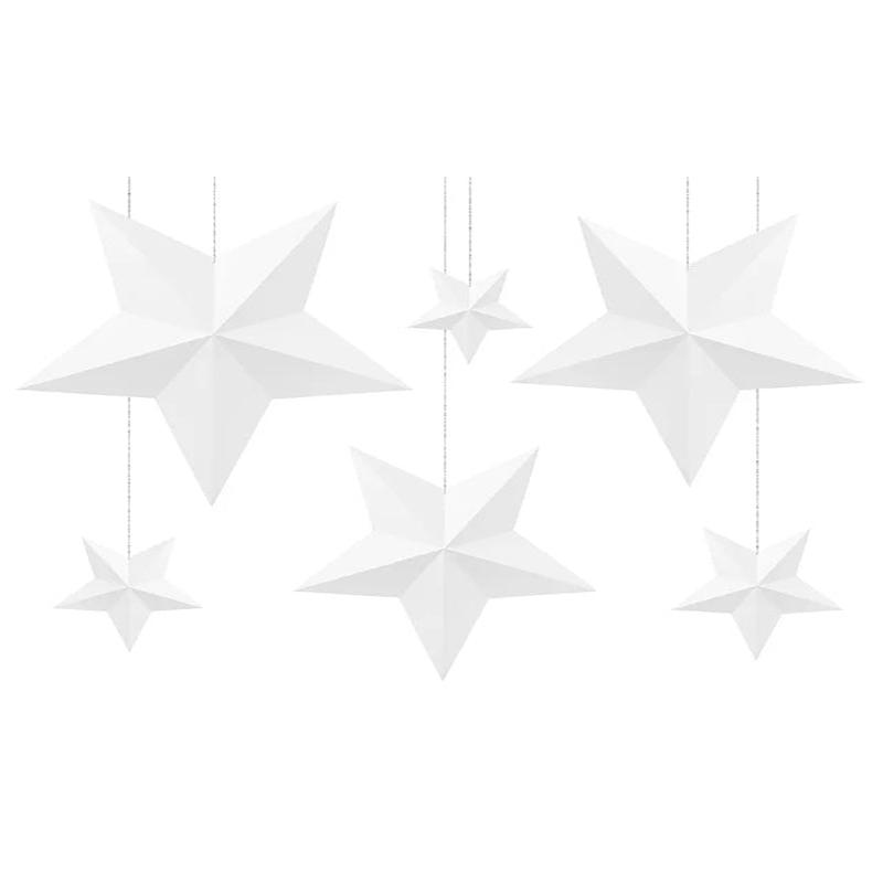 White Hanging Stars (6pk)