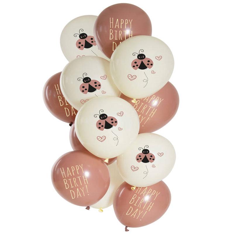 Birthday Ladybug Balloons - 12\" Latex (12pk)