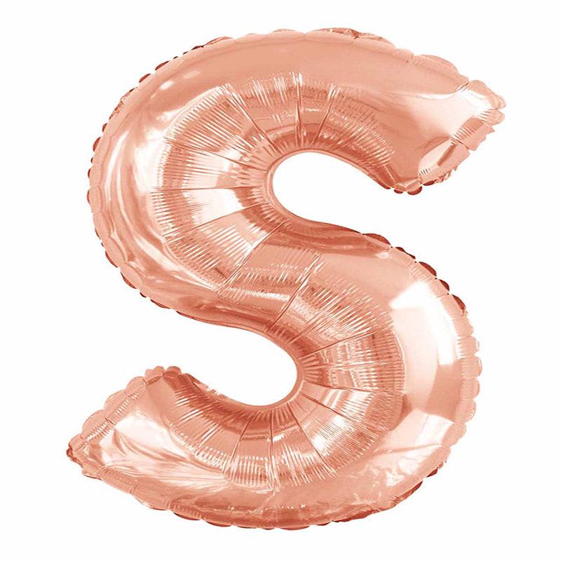 S Rose Gold Letter Balloon - 34\" Foil