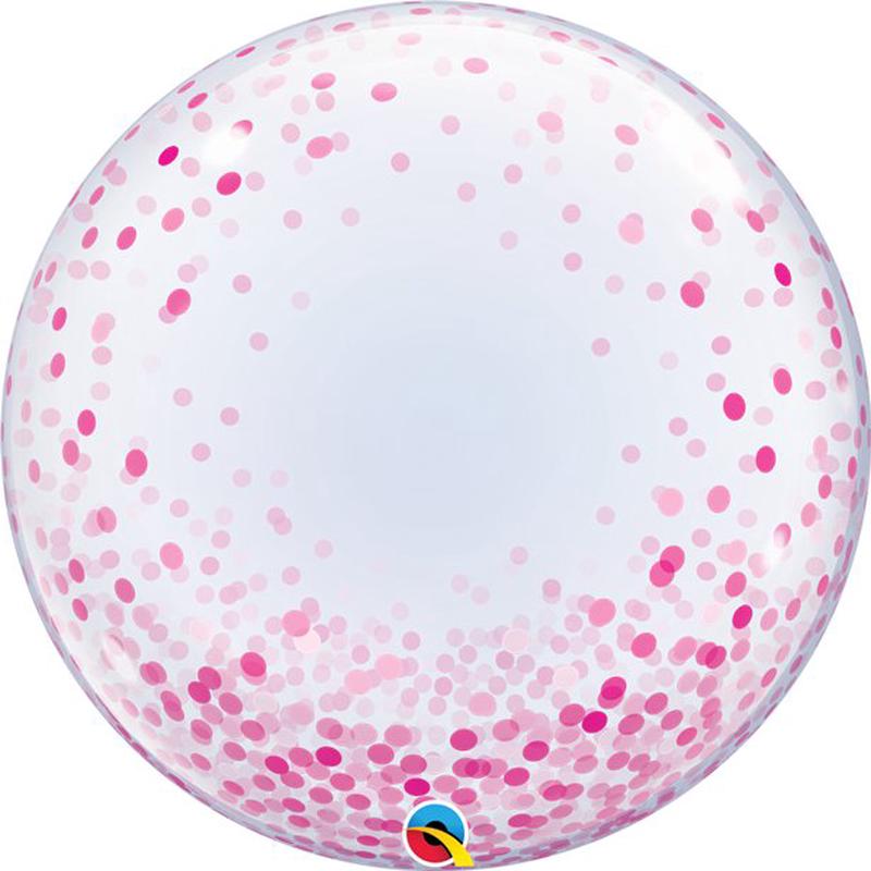 Pink Confetti Printed Bubble Balloon - 24\"