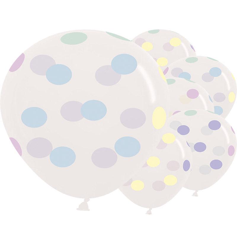 Crystal Clear Large Pastel Dots - 12\" Latex Balloons (25pk)