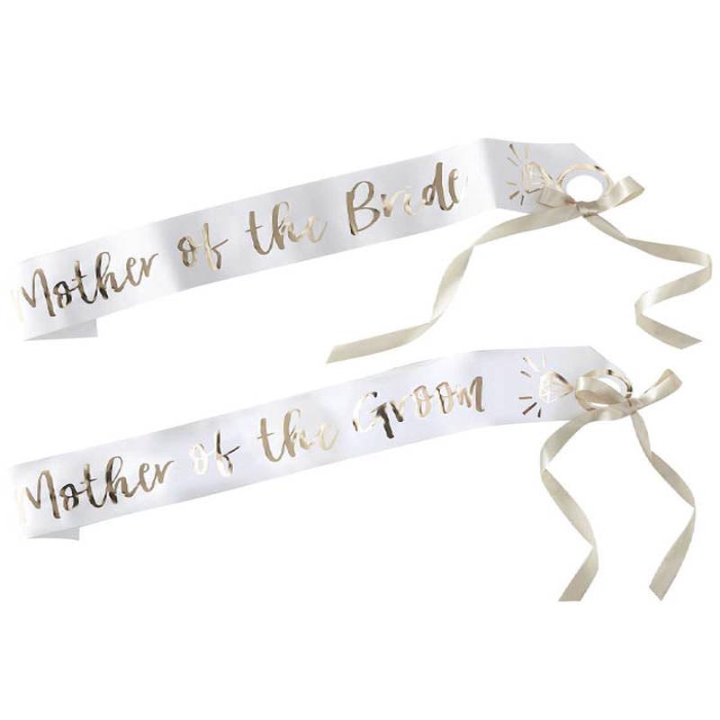 Gold Mother of the Bride and Groom Paper Sashes (2pk)