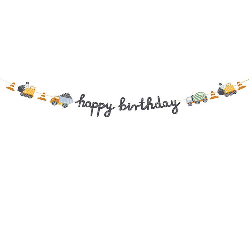 Construction Vehicle Happy Birthday Banner - 2.5m