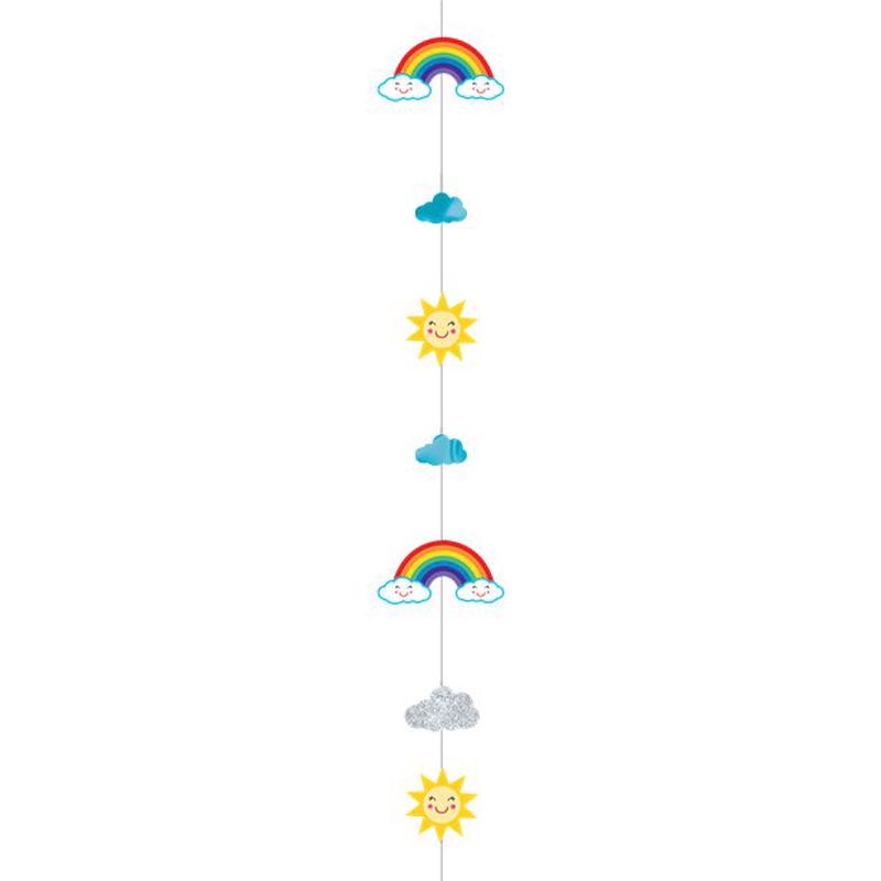 Rainbow & Clouds Glitter Paper Balloon Tail - 1.8m