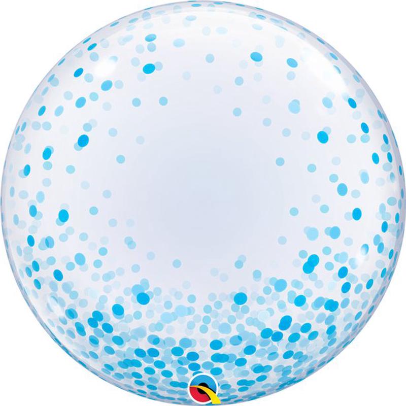 Blue Confetti Printed Bubble Balloon - 24\"
