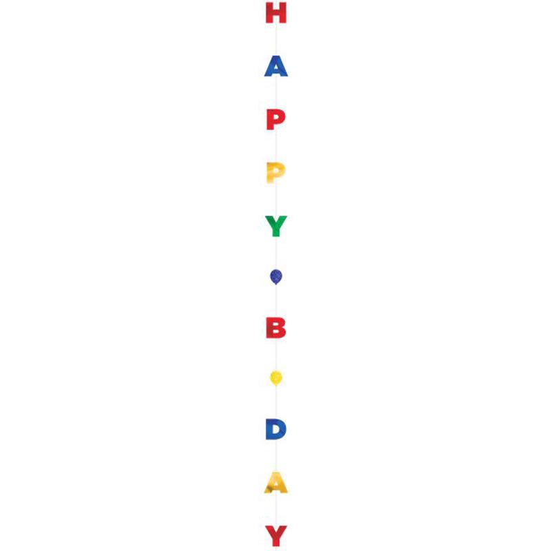 Happy Birthday Glittery Balloon Tail - 1.8m
