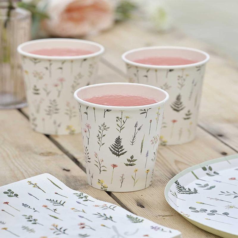 Bridal Bloom Floral Paper Cups (8pk)