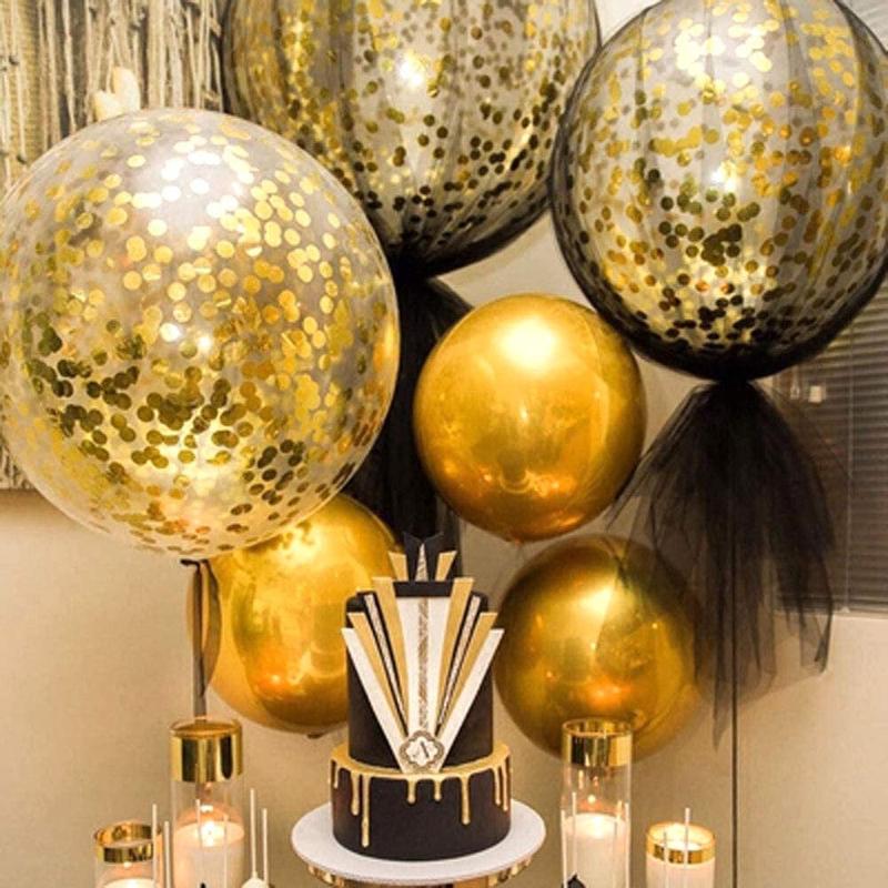 (3-foot) Giant Metallic Gold Birthday Confetti Balloons