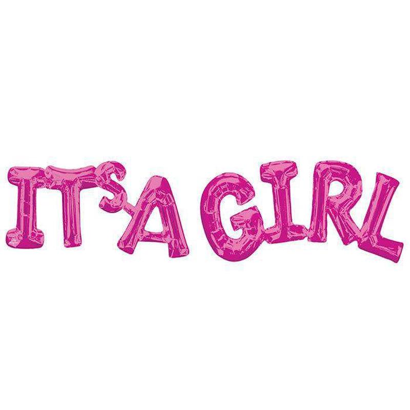 Air-Filled Pink It\'s A Girl Letter Balloon Banner 42\"