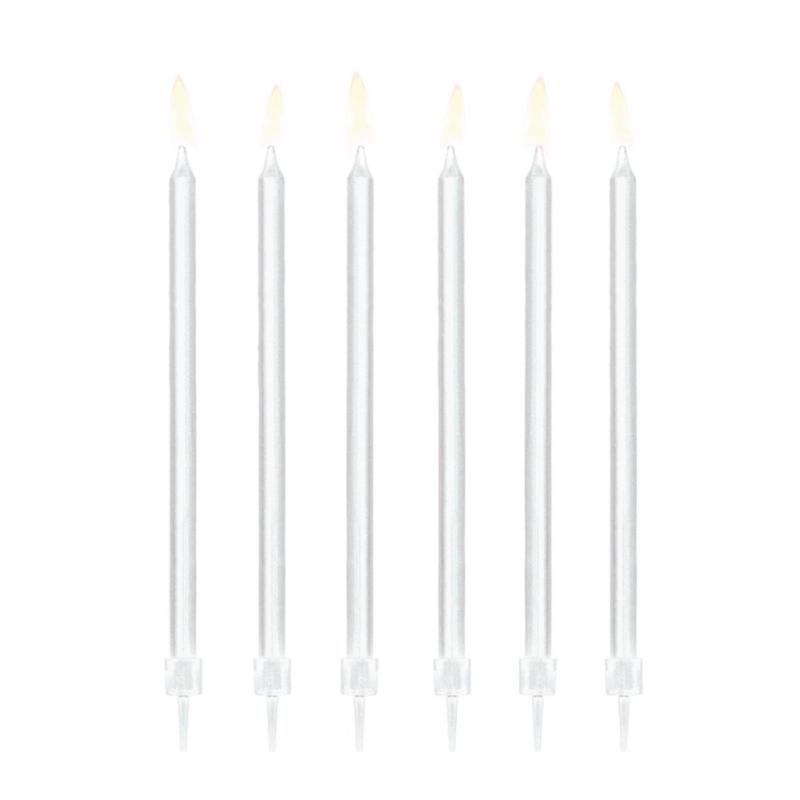 Tall White Birthday Candles 12ct