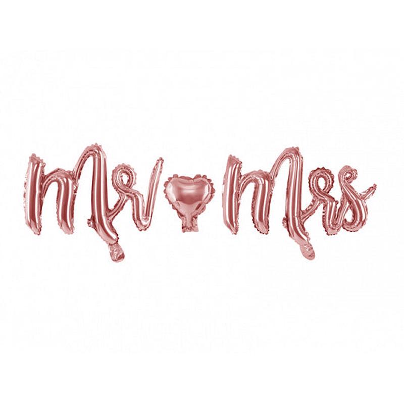 Rose Gold Mr. & Mrs. Cursive Letter Balloon Banner