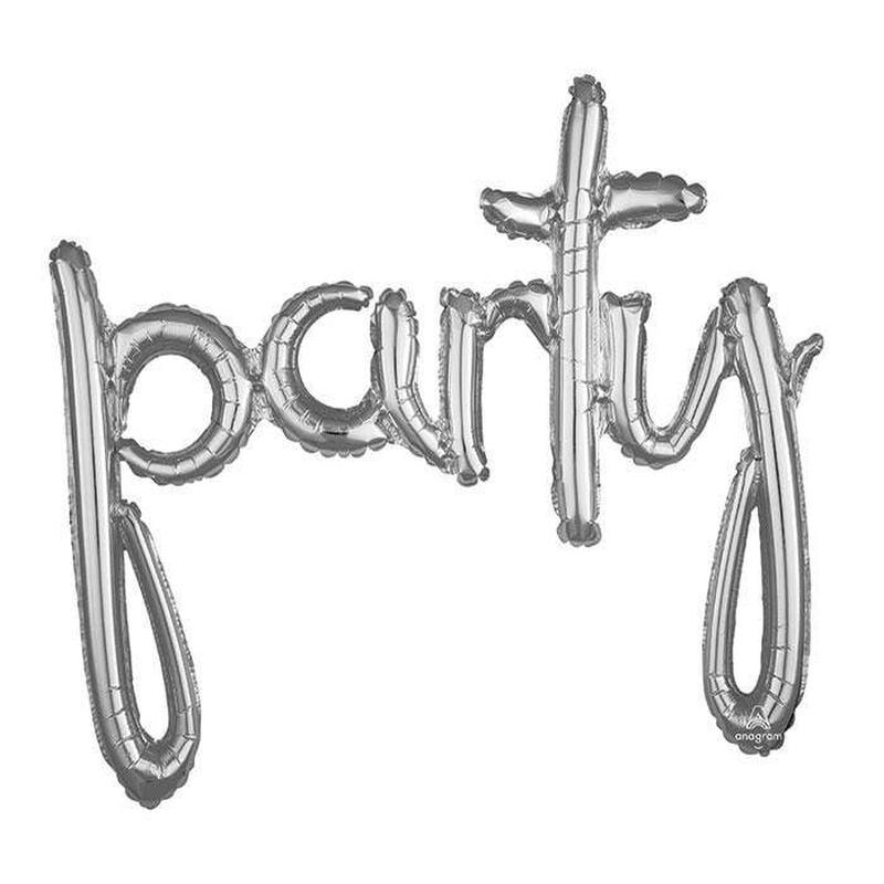 Silver Party Cursive Letter Balloon 39in