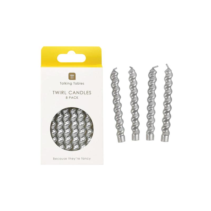 Twirl Silver Birthday Candles 8ct