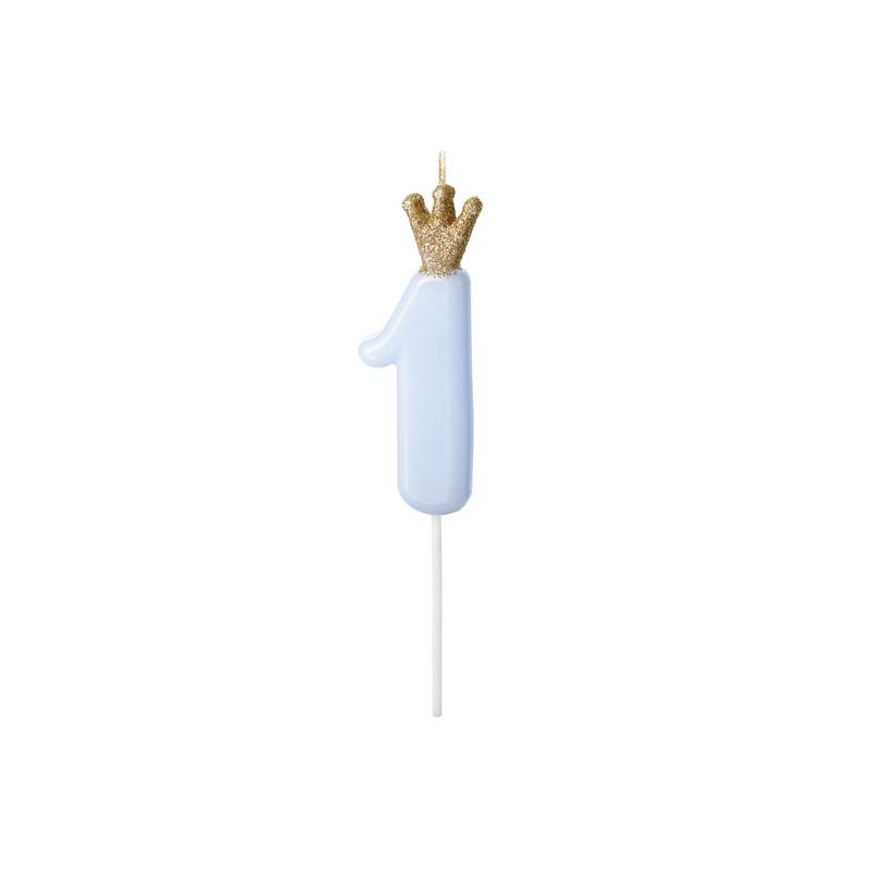 Blue Prince Number 1 Birthday Candle