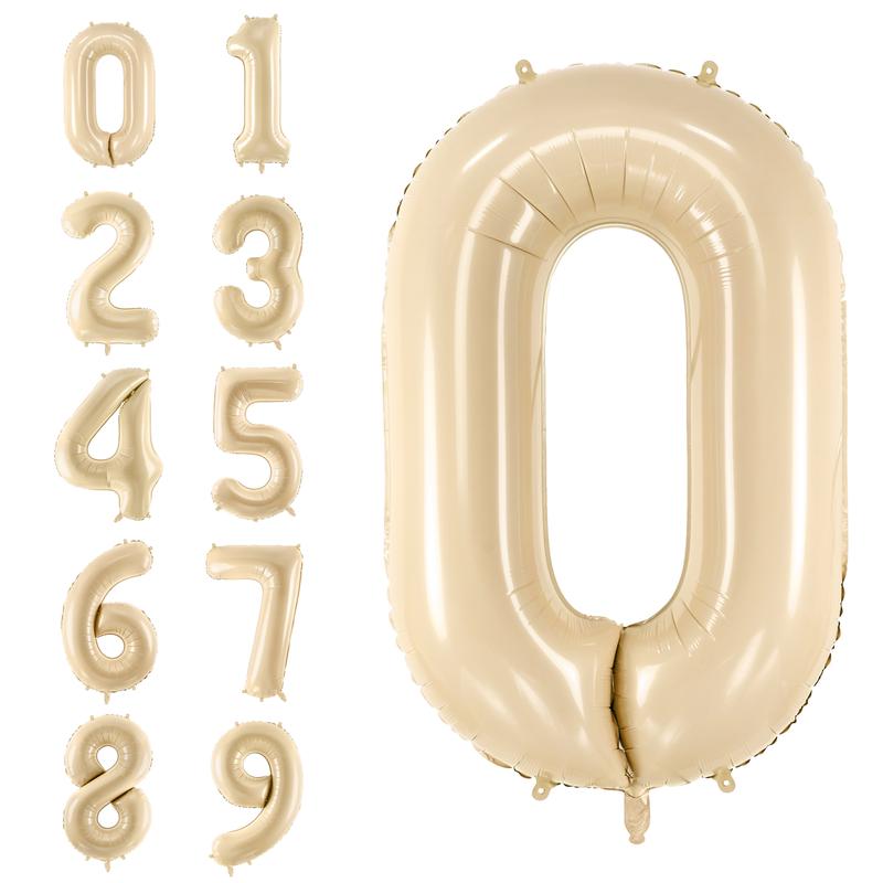 34\" Beige Number Balloon 0-9