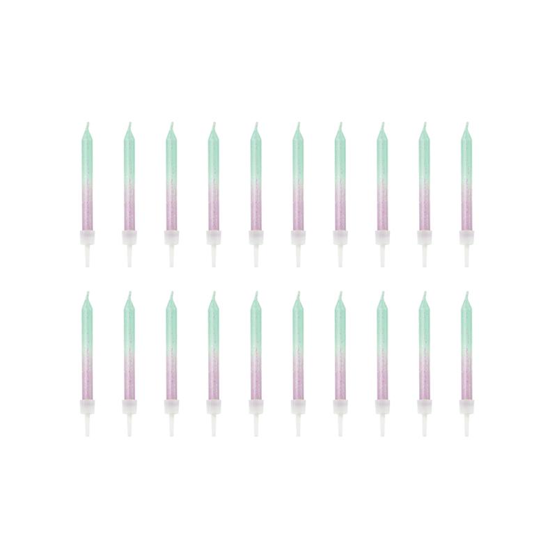 Purple & Green Ombre Birthday Candles 20ct