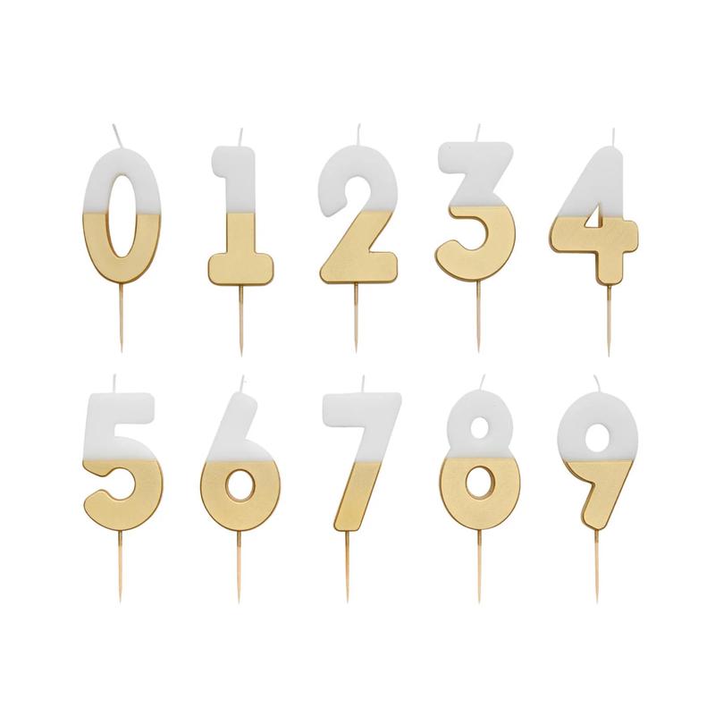 White & Gold Number Birthday Candle