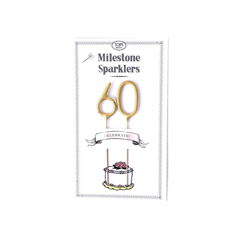 Mini Gold 60 Milestone Number Sparklers