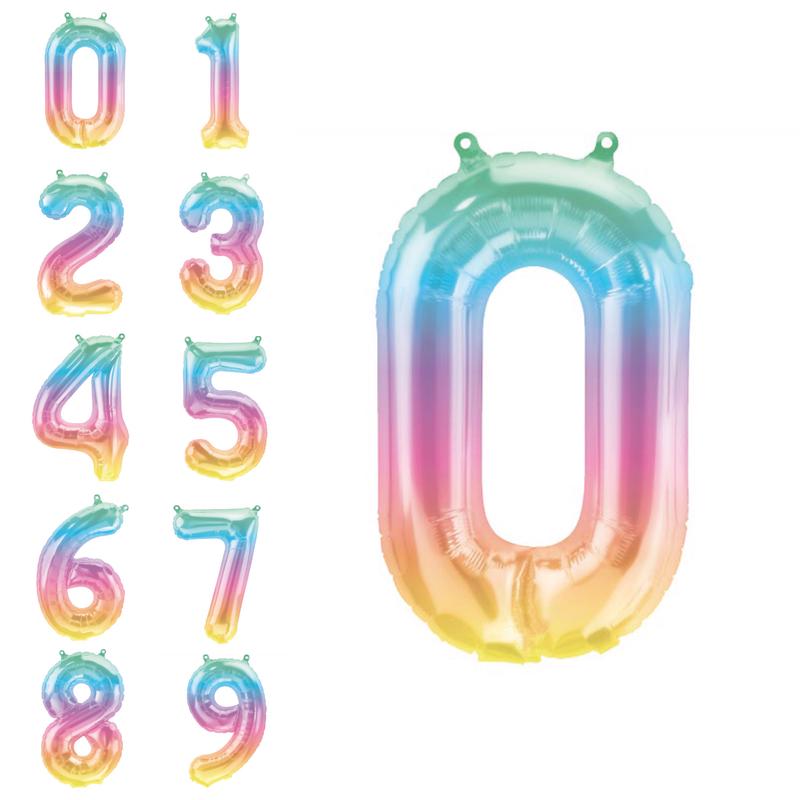 16\" Rainbow Ombre Number Balloon 0-9
