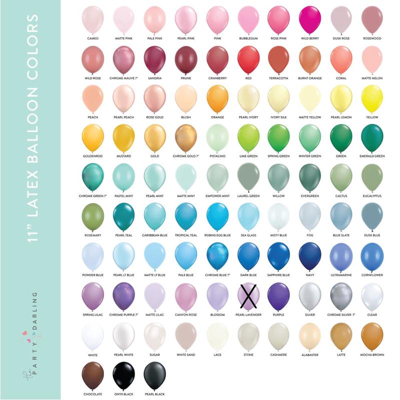 11\" Latex Balloons Pack of 6 - Choose Your Color