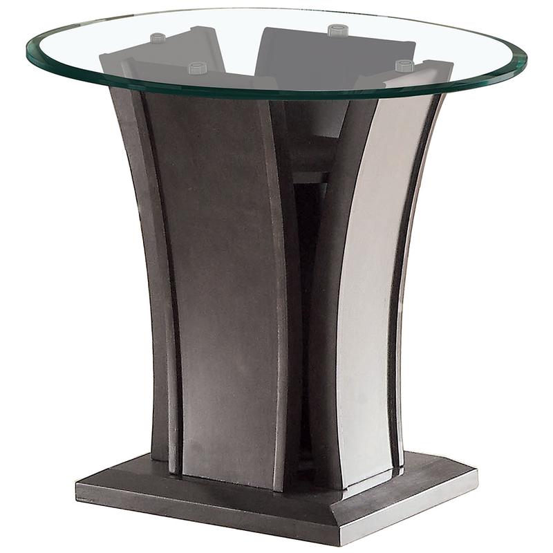 26\" Jillyn End Table, Glass Top, Solid Wood Base, Gray Finish
