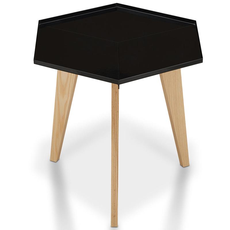 19.1\" Hadid End Table, Metal Top, Wooden Legs