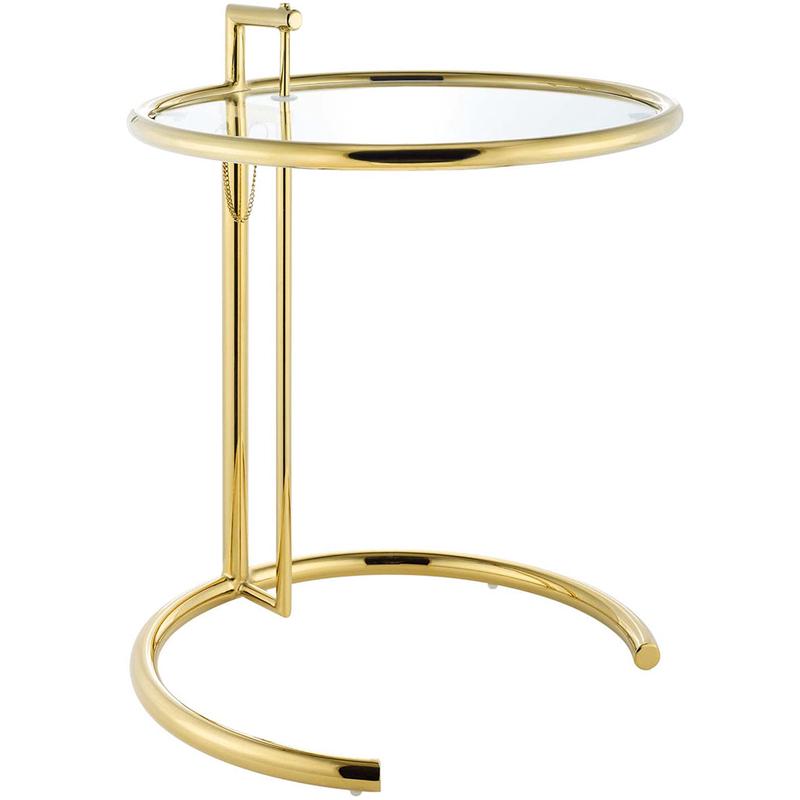 20\" Eileen End Table, Glass Top, Gold Stainless Steel Frame