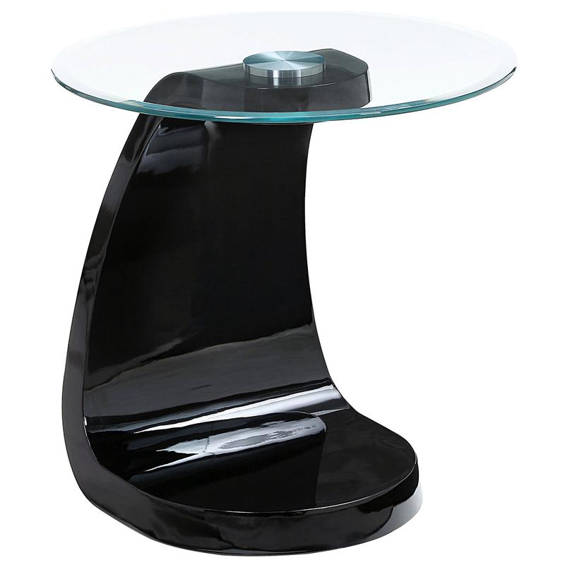 22\" Pelletoni End Table, Glass Top, MDF Base, Black