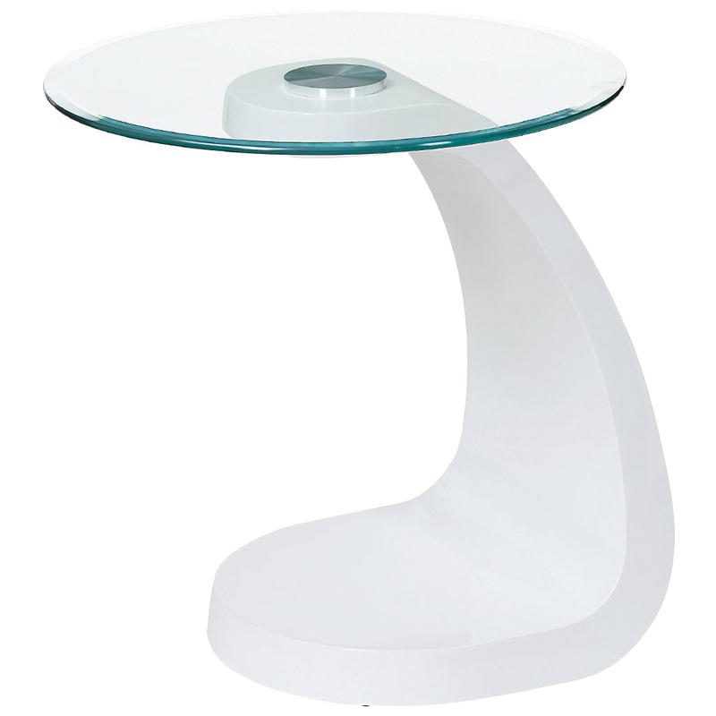 22\" Pelletoni End Table, Glass Top, MDF Base, White