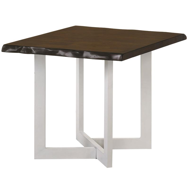 24\" x 23.5\" Krestian Live Edge End Table, Rubber Wood Top, Iron Base